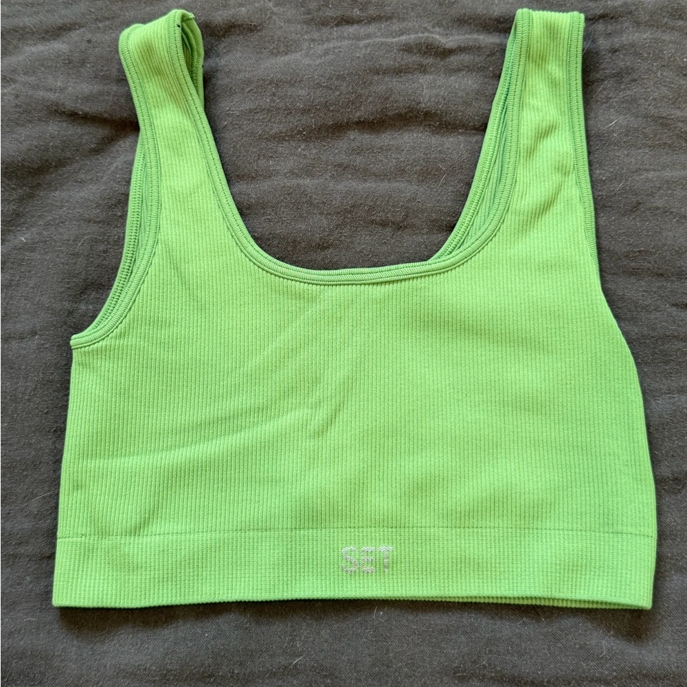 SET Active Green Ribbed Sports Bra